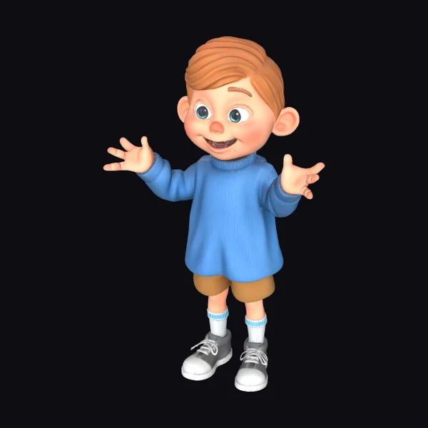 Smiling Boy in Blue Sweater