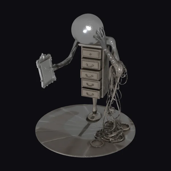 Gray Mechanical Humanoid Figure