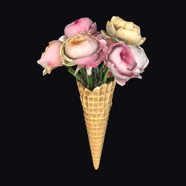Peony Bouquet Ice Cream Cone
