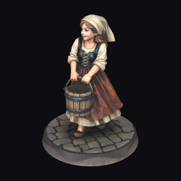 Girl with Wooden Bucket