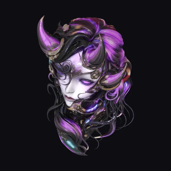 Purple Horned Fantasy Portrait