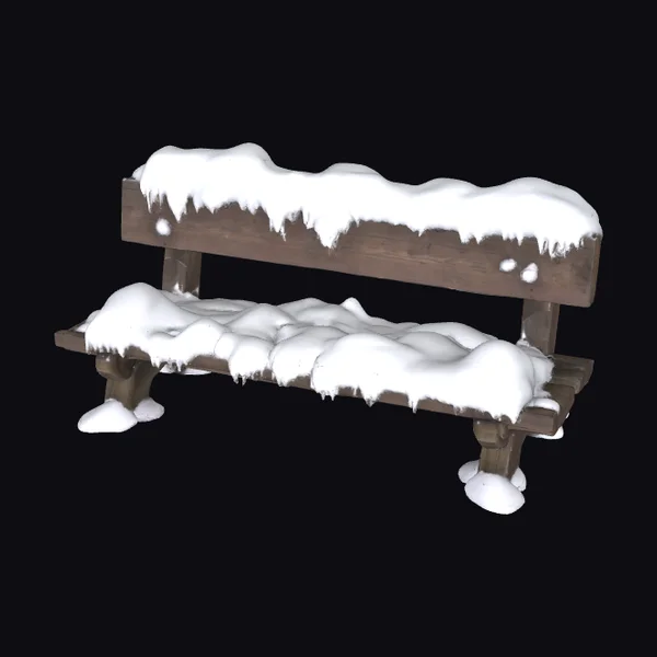Snowy Wooden Park Bench