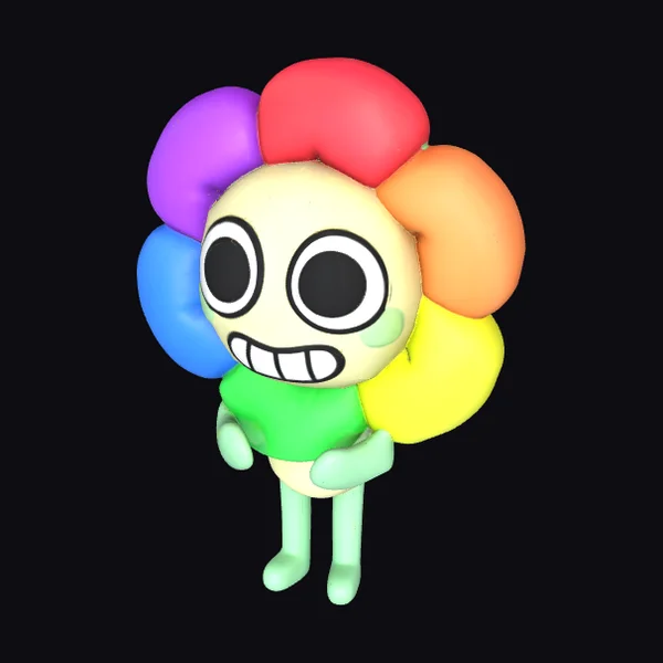 Rainbow Hair Cartoon Character