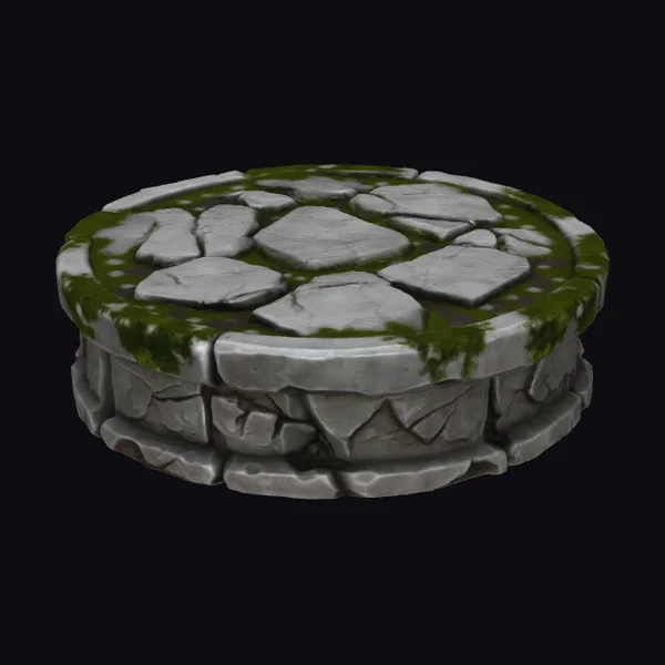 Mossy Stone Pedestal Base