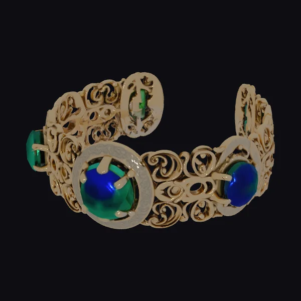 Gold Filigree Gemstone Cuff