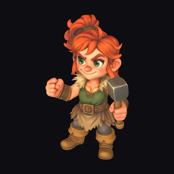 Cartoon Blacksmith Girl