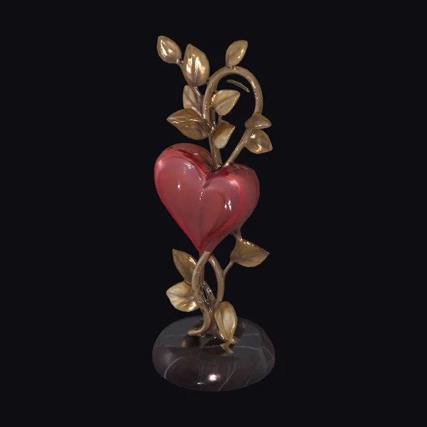 Red Heart on Golden Stem