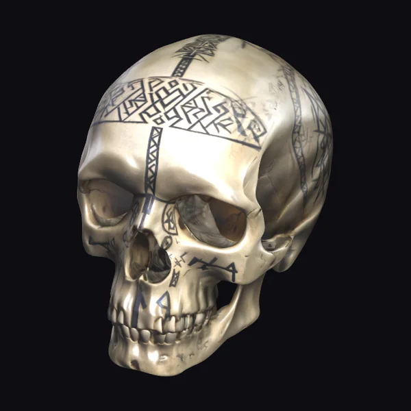 Skull with Norse Runes