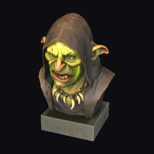 Green Hooded Goblin Bust
