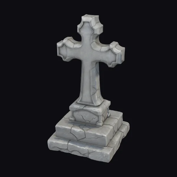 Weathered Stone Tombstone Cross