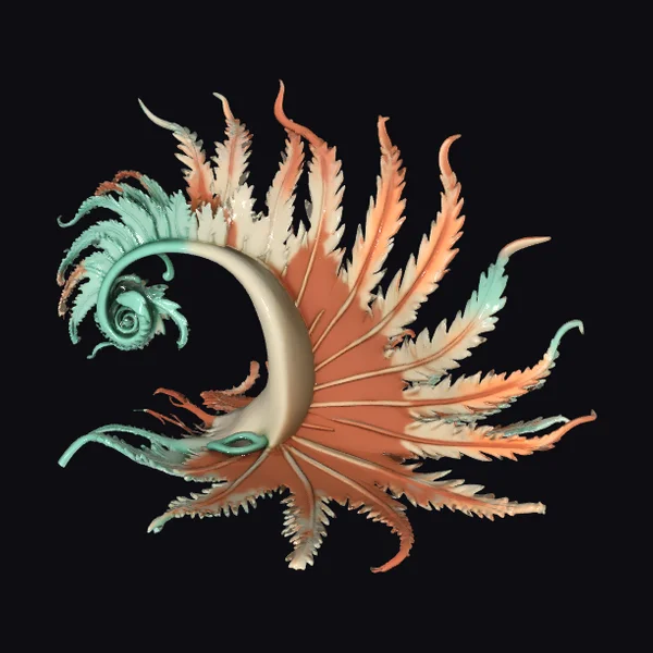 Stylized Metallic Fern Frond
