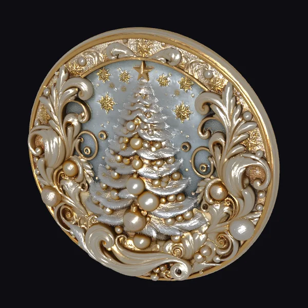 Ornate Christmas Tree Brooch