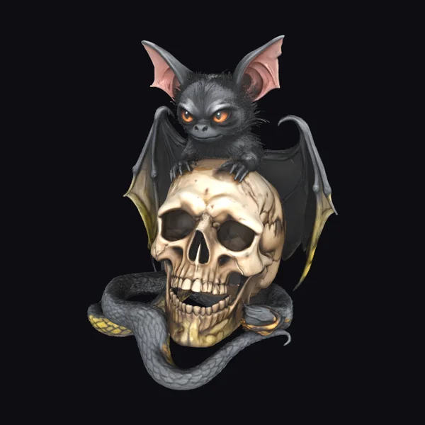 Bat on Skull