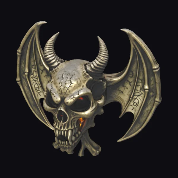 Winged Demon Skull
