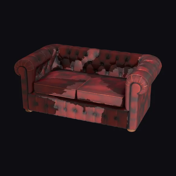 Vintage Red Tufted Sofa