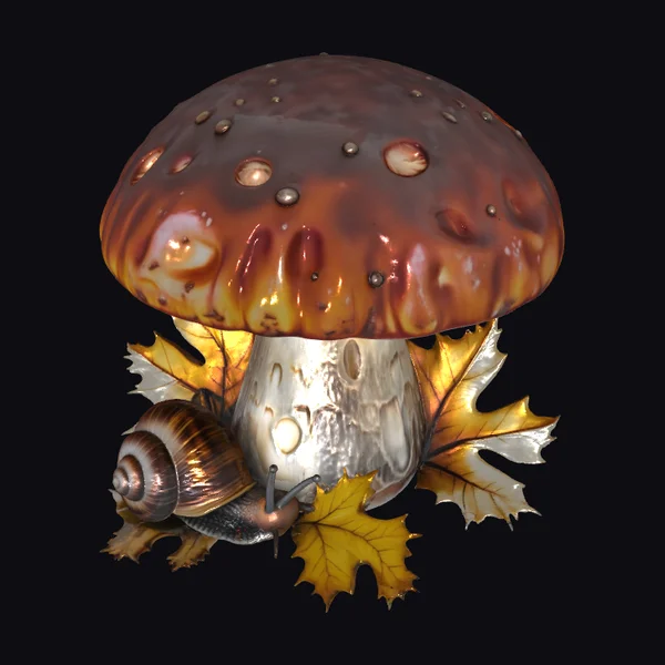 Snail Under Mushroom