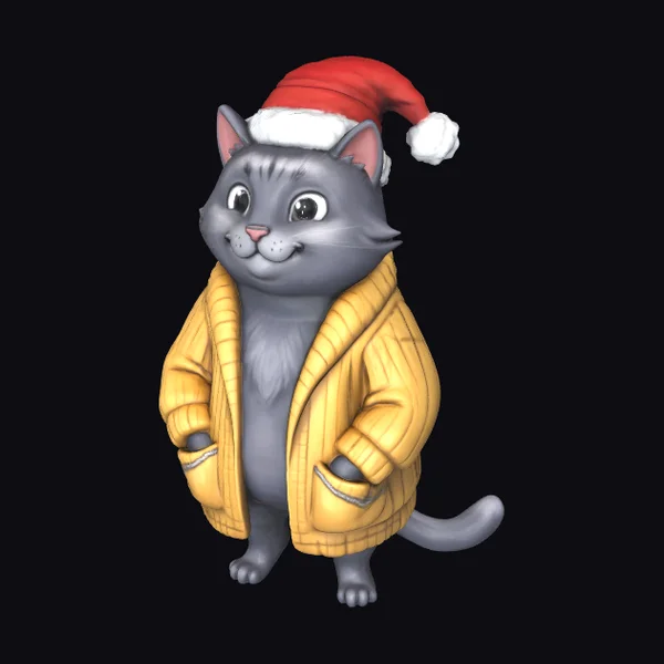 Gray Cat in Yellow Coat