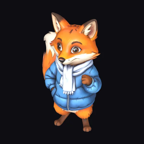 Cartoon Fox in Puffer