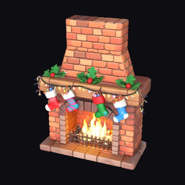 Christmas Brick Fireplace