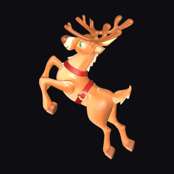 Reindeer in Red Harness
