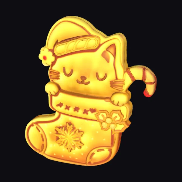 Golden Cat in Stocking