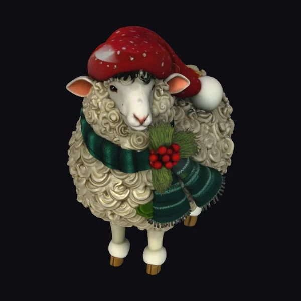 Lamb in Santa Hat