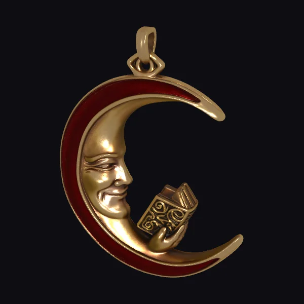 Crescent Moon Man Reading