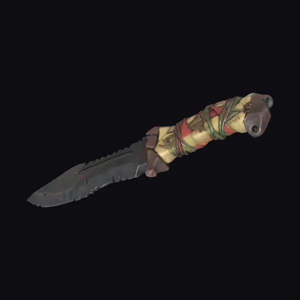 Combat Knife with Serrated Blade