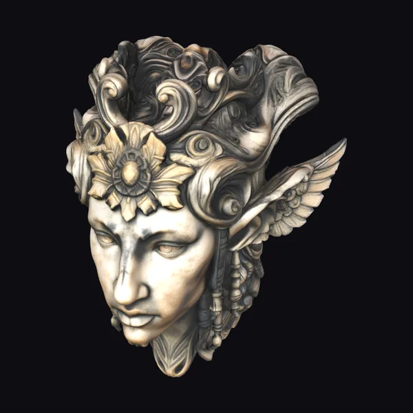 Ancient Goddess Head Sculpture