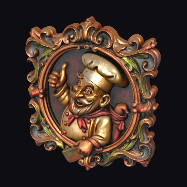 Golden Chef Portrait Plaque