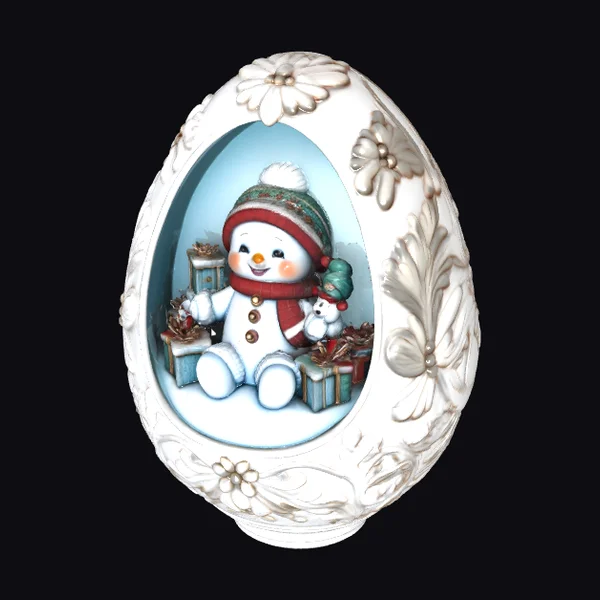 Snowman in Egg Ornament