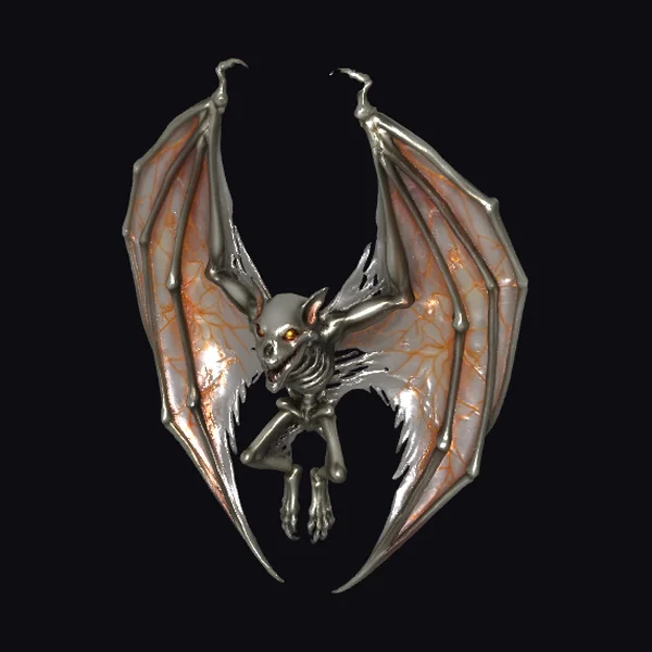 Skeletal Bat with Glowing Veins
