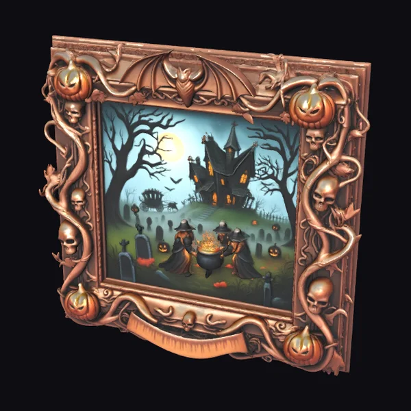 Halloween Scene Picture Frame