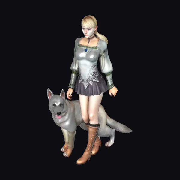Woman with Dog Companion