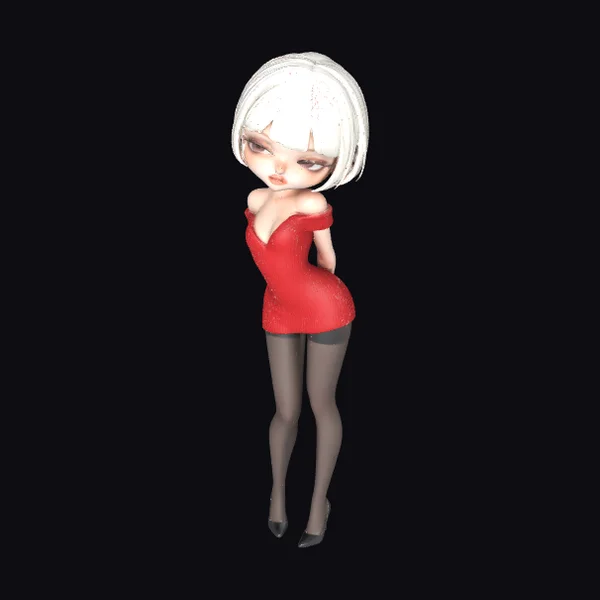 Cartoonish Red Dress Girl