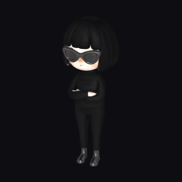 Stylish Black Outfit Character