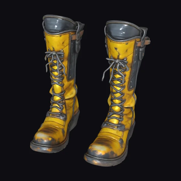 Steampunk Yellow Combat Boots