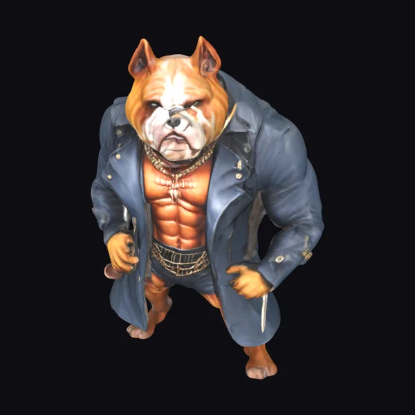 Muscular Bulldog in Leather