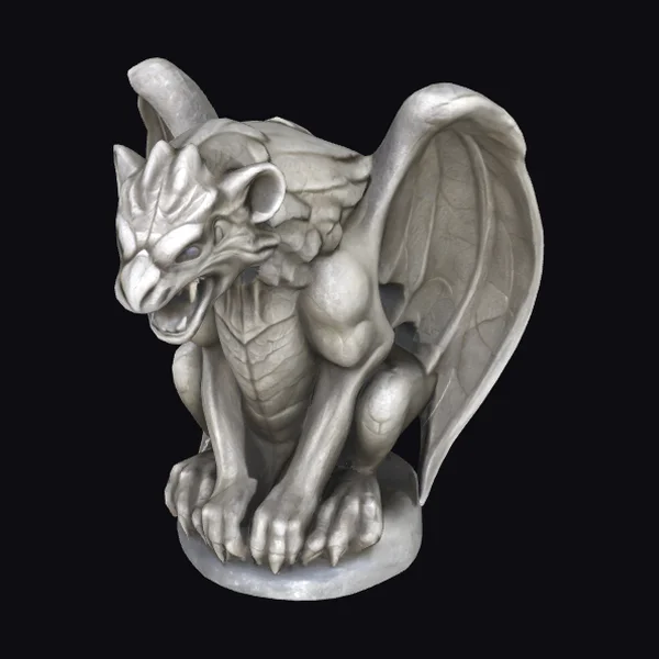 Gray Stone Gargoyle Statue