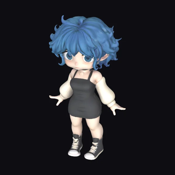 Blue-Haired Chibi Character