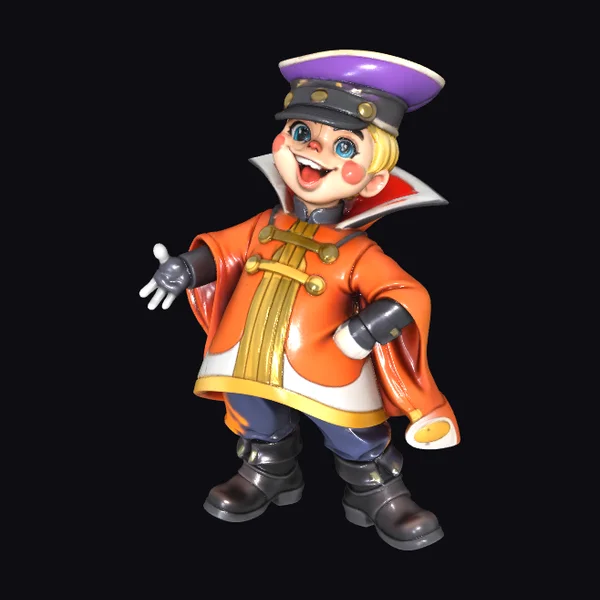 Blonde Boy in Orange Coat