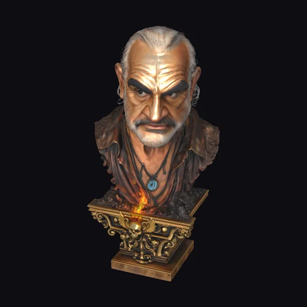 Elderly Man Bust Sculpture