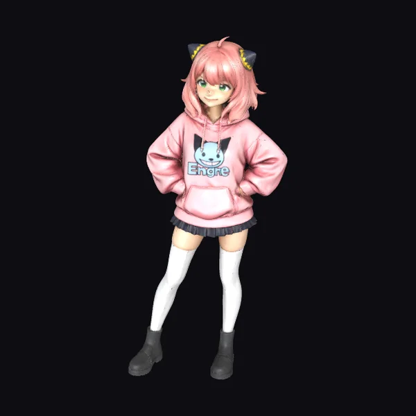 Pink Anime Girl Cat Ears