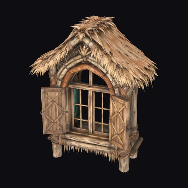 Rustic Wooden Hut Facade