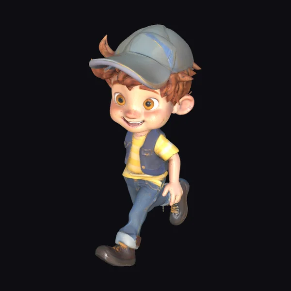 Cute Cartoon Boy Walking
