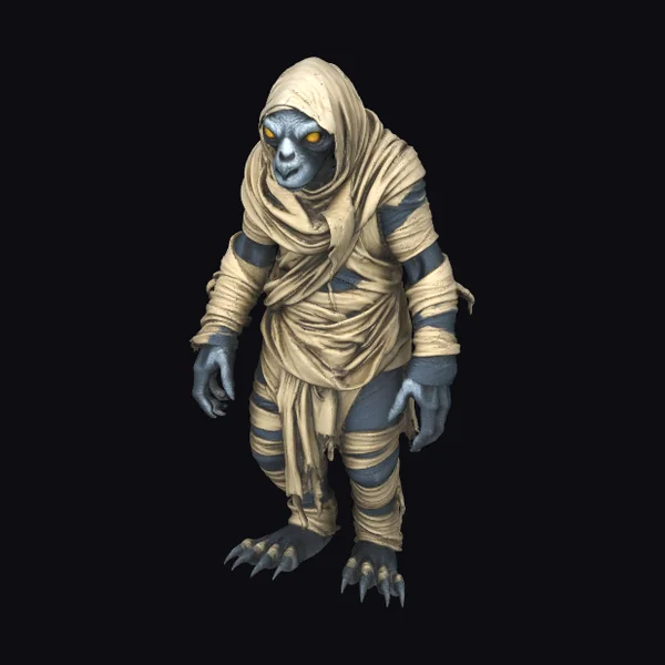 Mummified Creature with Glowing Eyes