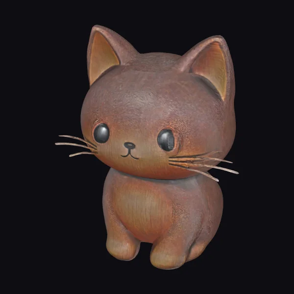 Wooden Kitty Figure