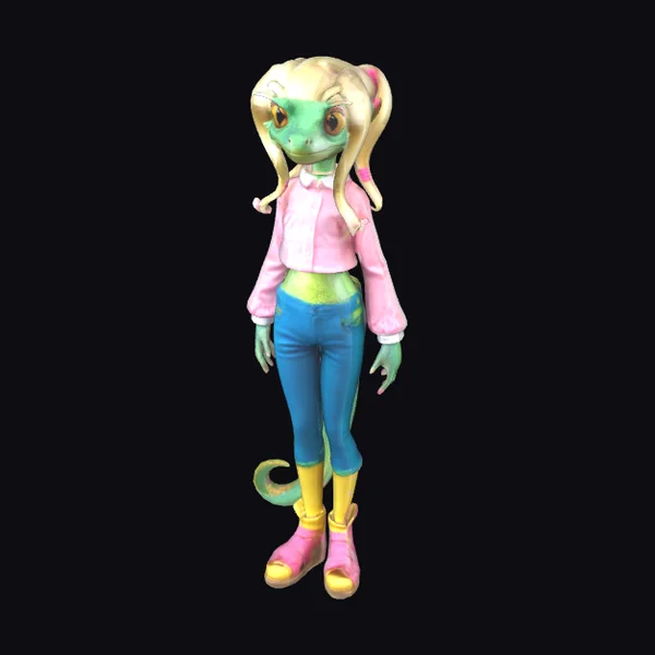 Green Lizard Girl Character