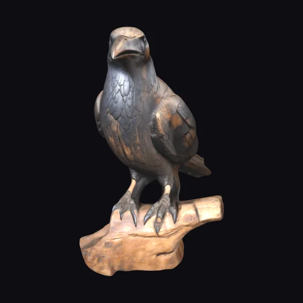 Wooden Crow Sculpture