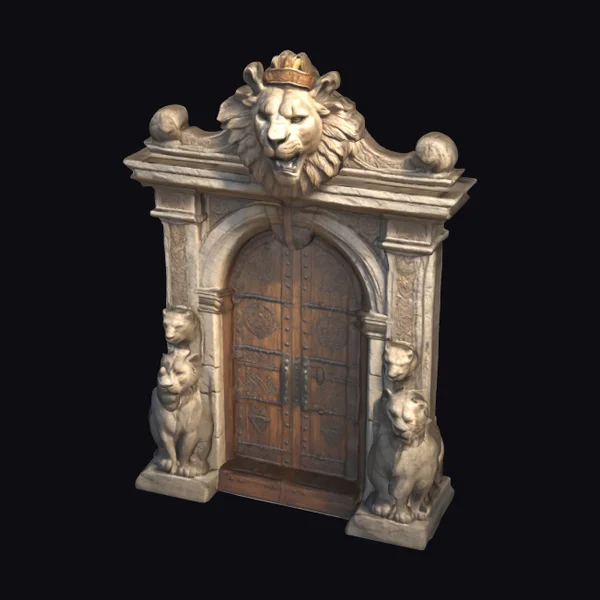 Ornate Stone Lion Doorway